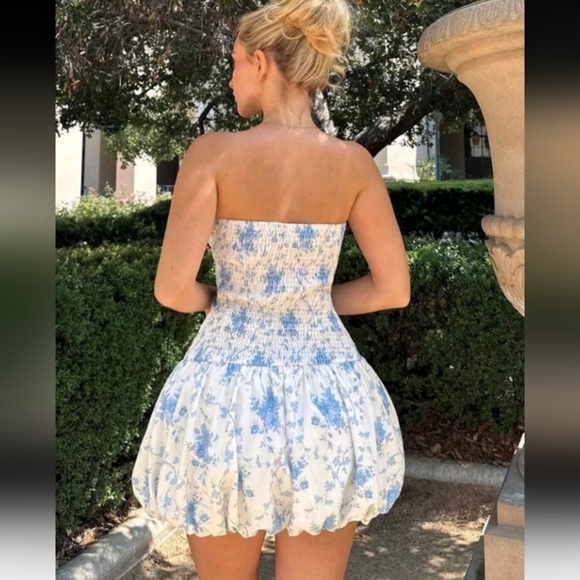 Bohemian Style Prints Strapless Dress For Women.Summer A-Line Dress - Picture 2 of 4